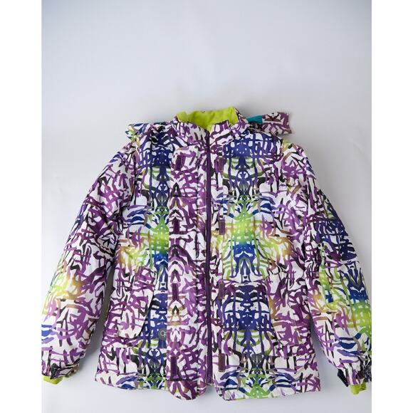 Vtg OP Ocean Pacific Women's Medium Snowboard Jacket Multicolor Hooded Y2K 90s - Picture 11 of 15